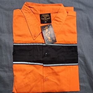 Pack of 9 Milwaukee Leather Men's Orange and Black Casual Shirt